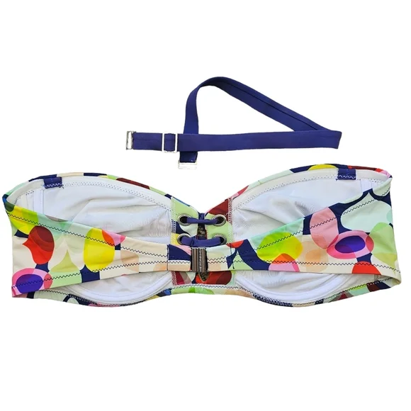 SHAN Alice Floral Print Lace Up Removable Strap Bandeau Swim Top Size 12 - Picture 5 of 12